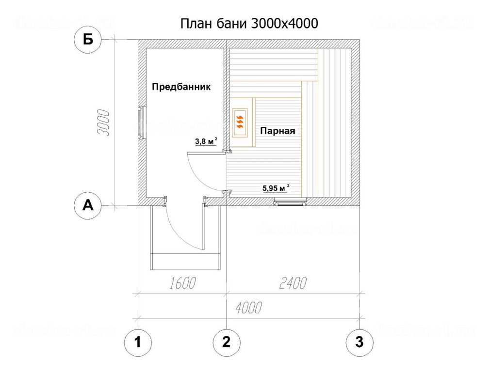 План бани 4х6 с комнатой отдыха