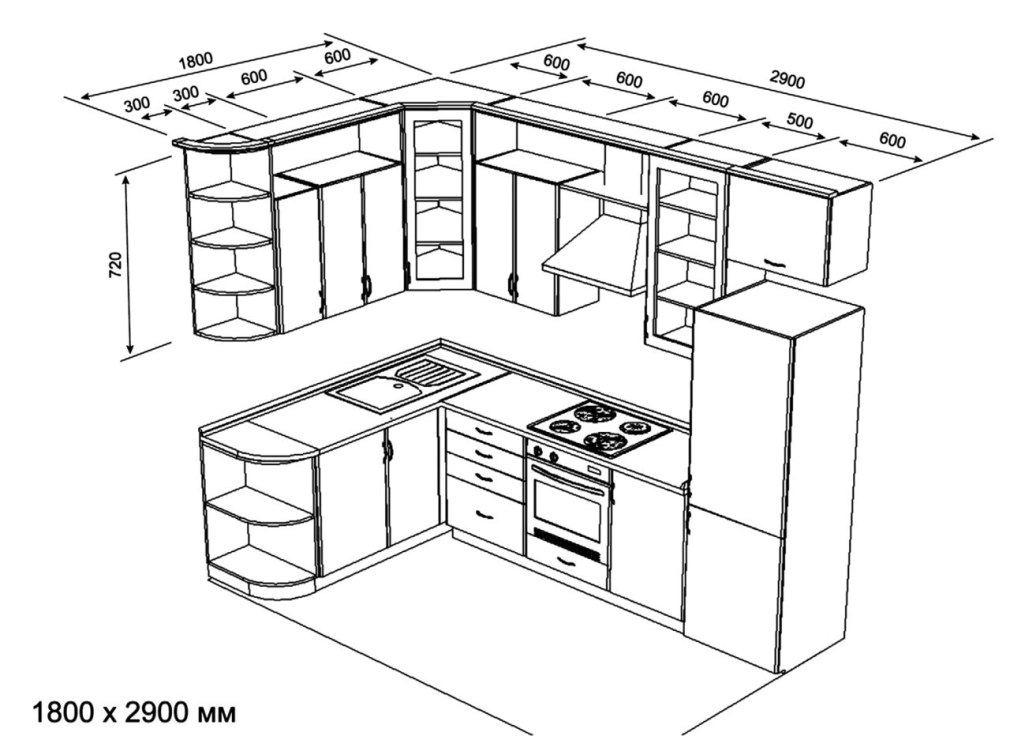 Кухня угловая чертеж (84 фото)