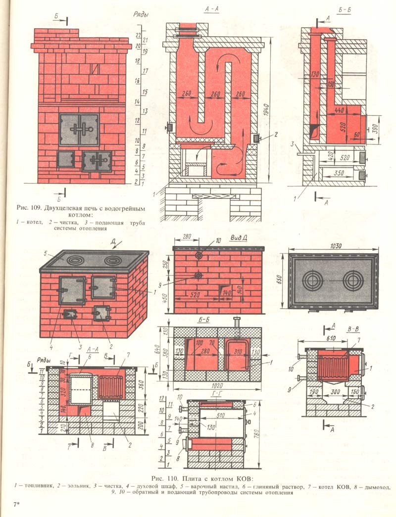 Чертежи печей из кирпича для дома (70 фото)