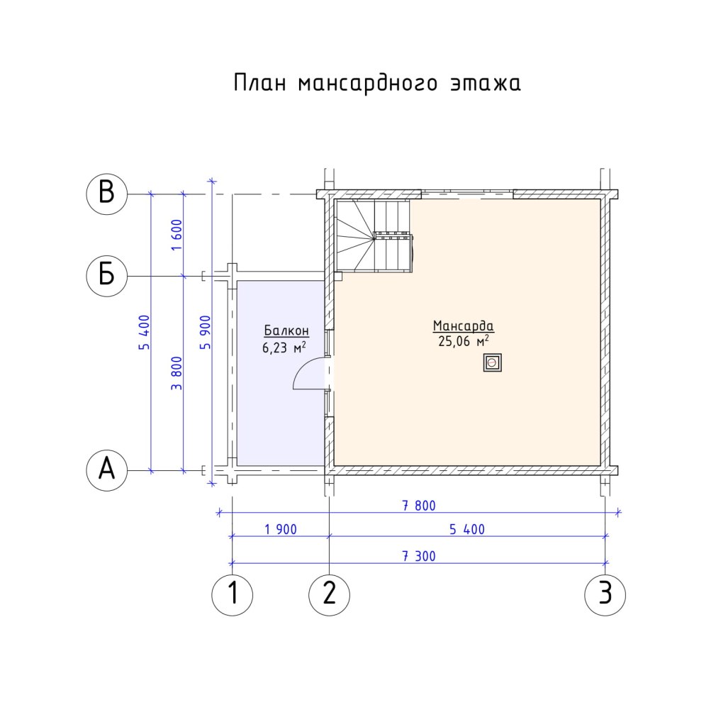 План мансардного этажа чертеж