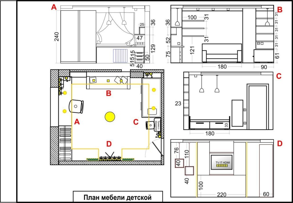 План детской спальни