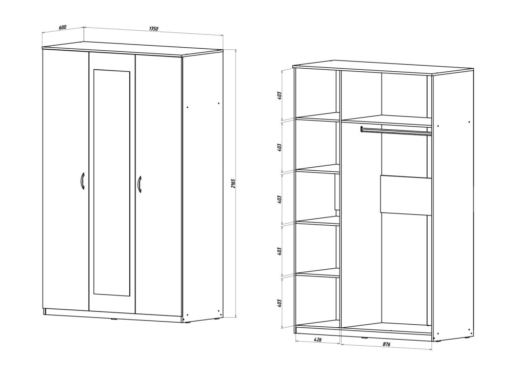 Шкаф распашной 2000 ширина