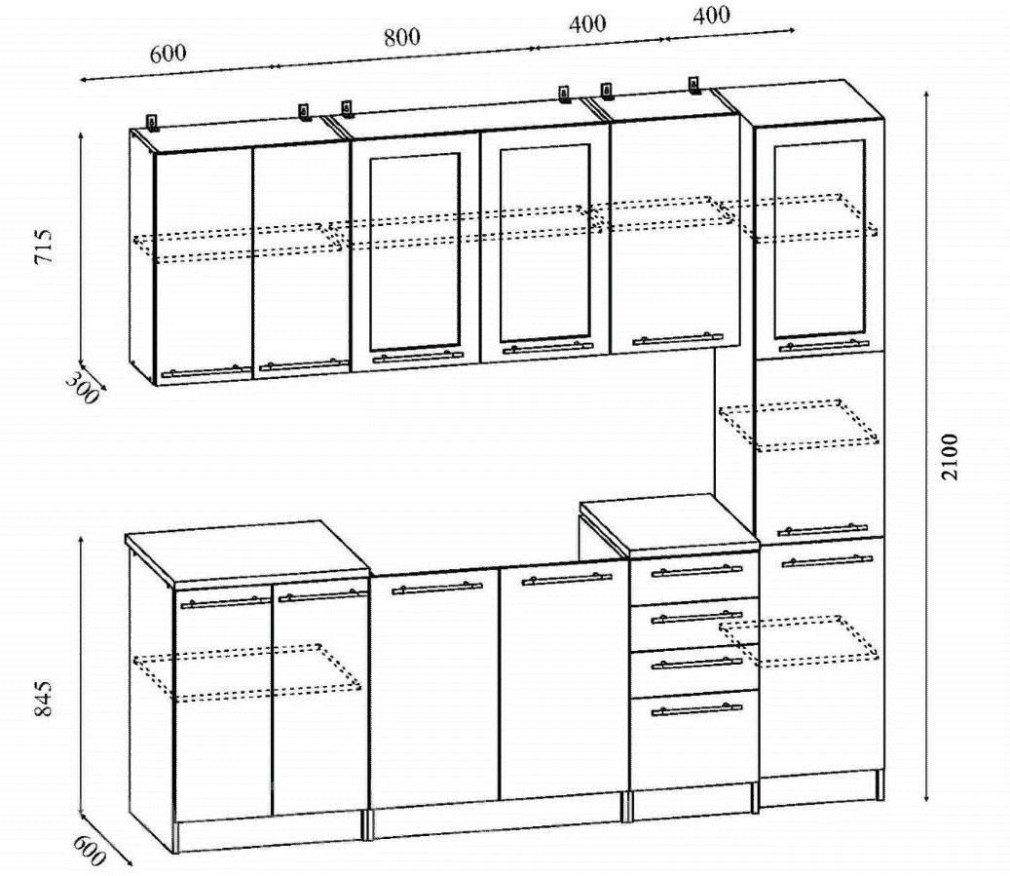 Размер верхних шкафов кухни стандарт