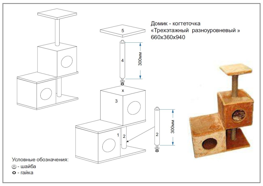 Домик-когтеточка для кошек своими руками чертеж с размерами