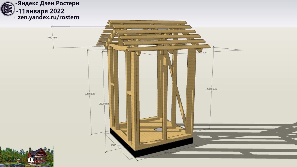 Каркас дачного туалета с размерами из дерева