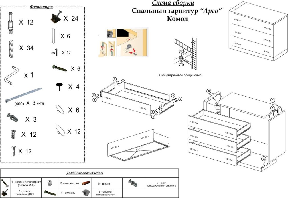 Комод 4 ящика 2.06 Лотос BMS схема сборки