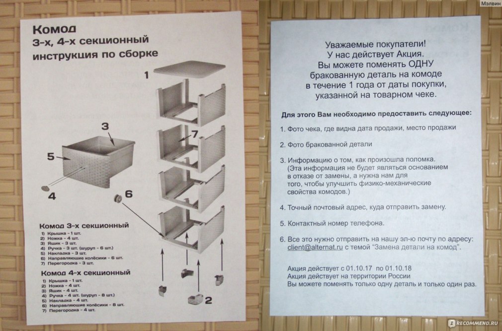 Инструкция по сборке пластикового комода