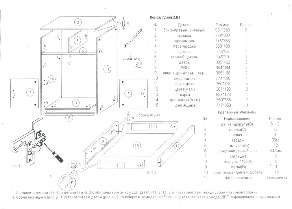 Комод Катрин 5 схема сборки
