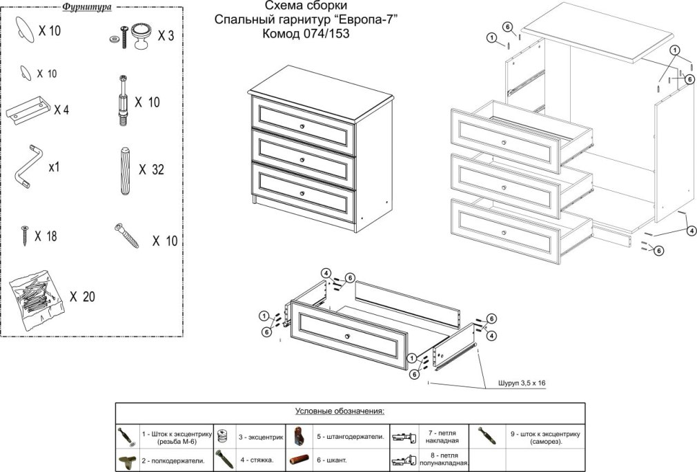 Схема сборки комод стандарт-3 БТС