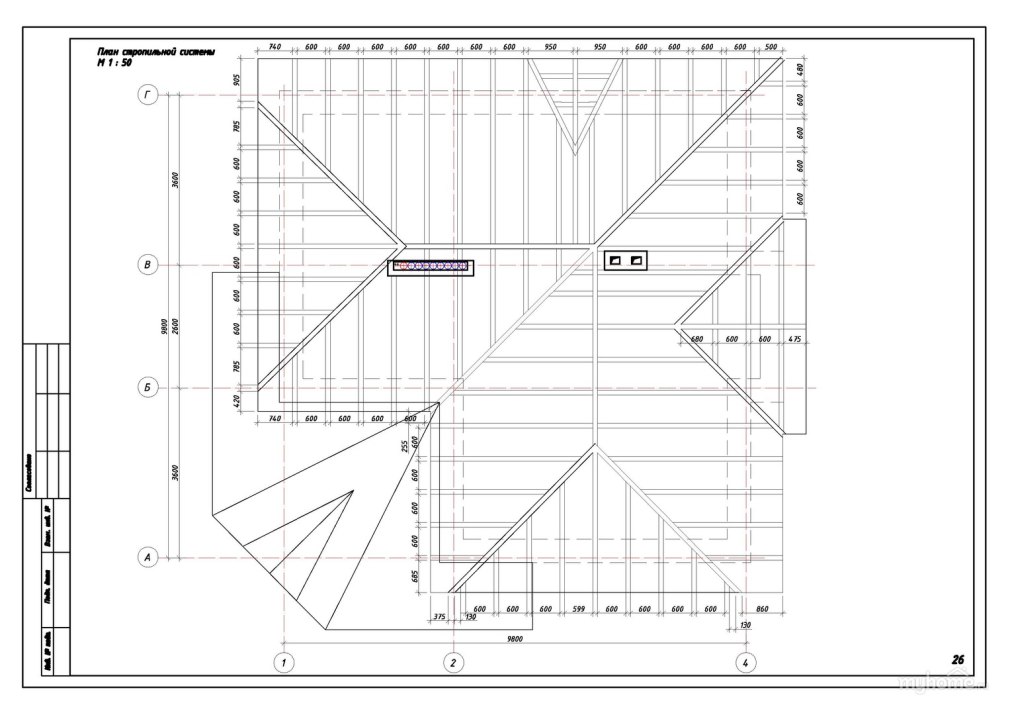Вальмовая крыша с эркером стропильная система чертеж (77 фото)