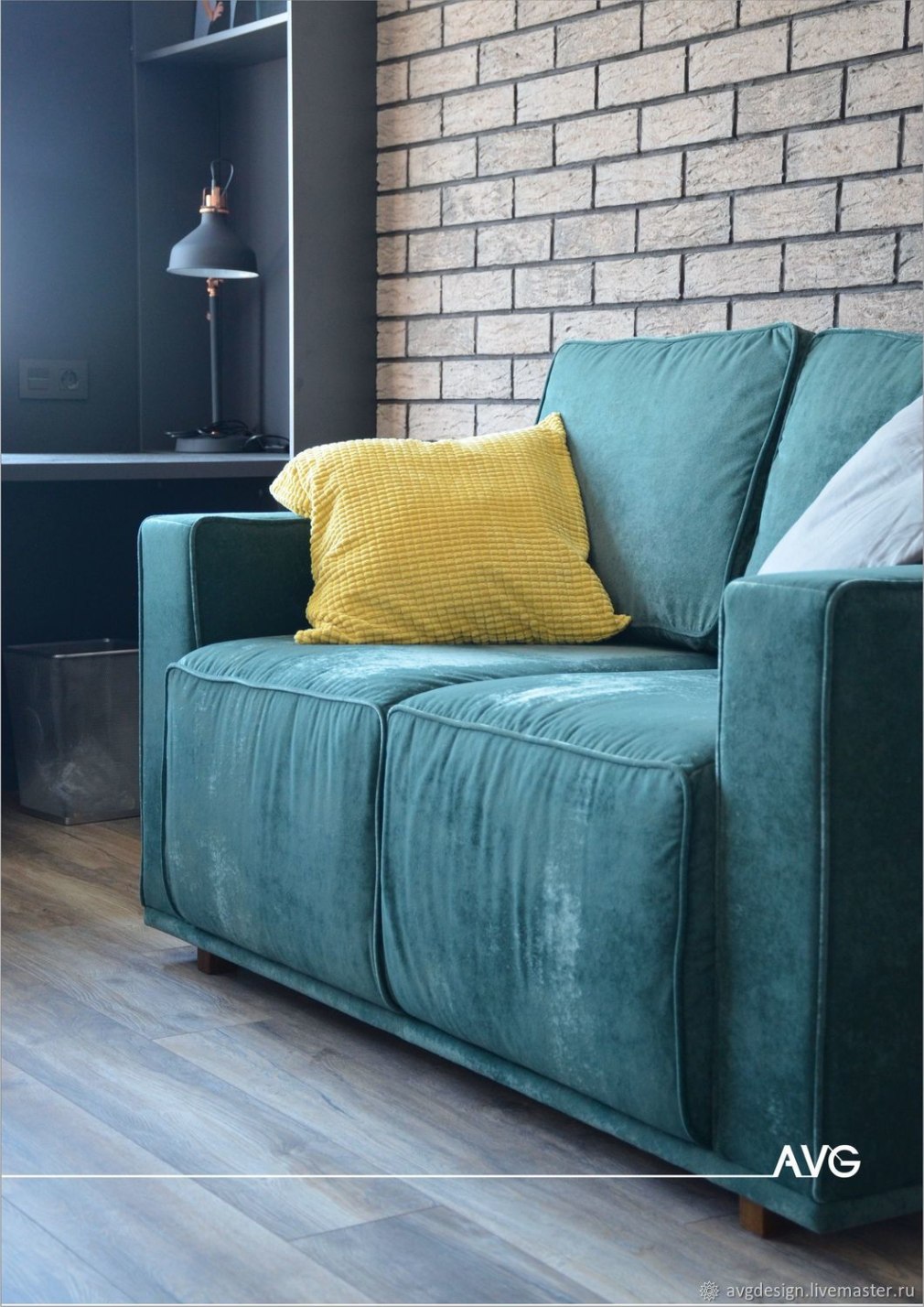 Диван лофт Velvet Emerald серый