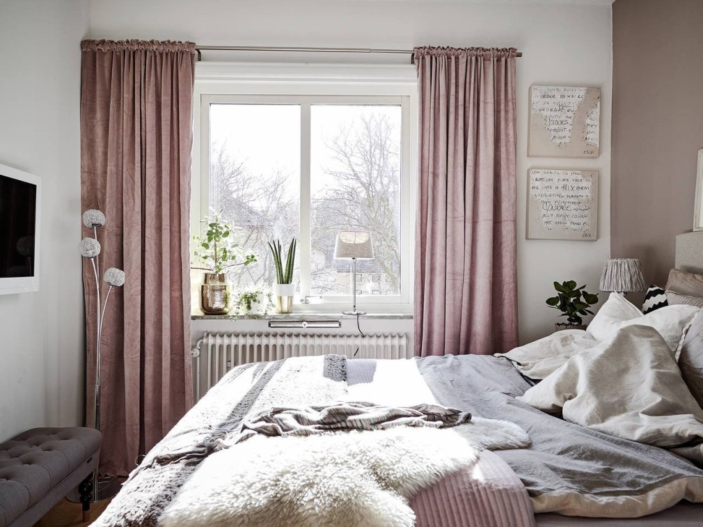 Скандинавские шторы в спальню (80 фото)