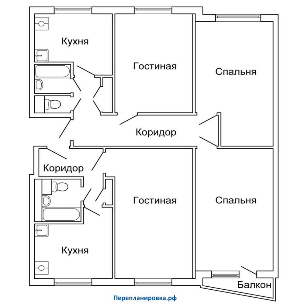 3 Х комнатная квартира чертеж